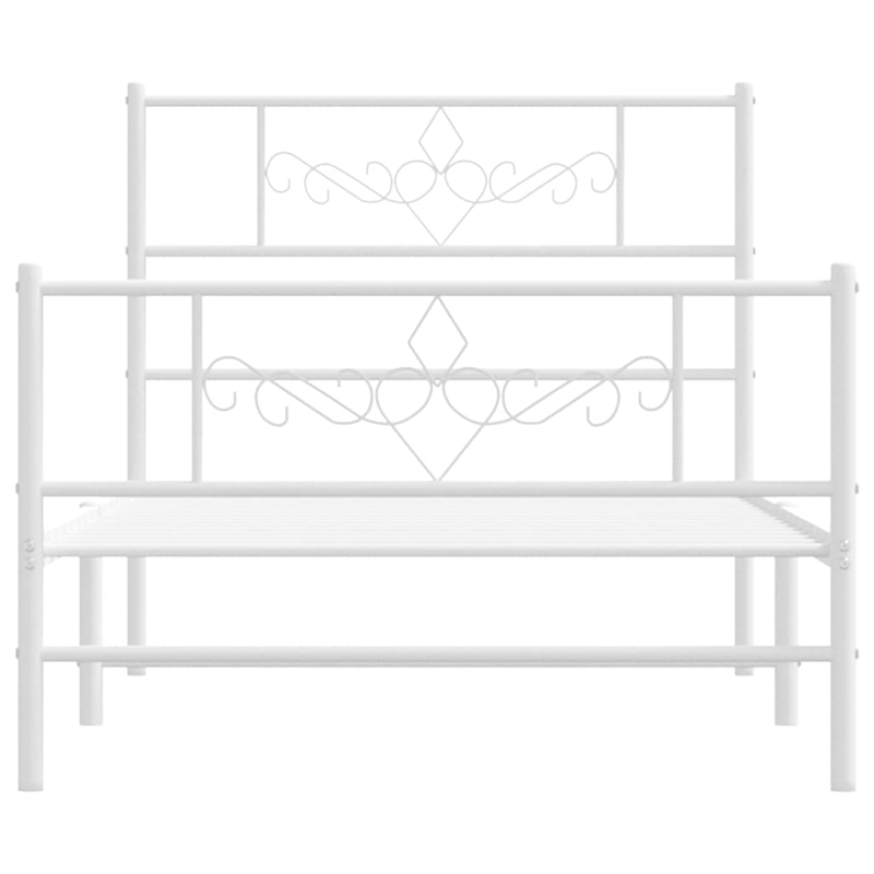Bowery Hill Contemporary Rectangular Steel Single Bed Frame in White