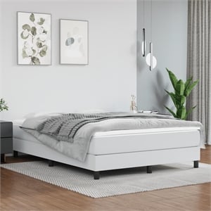 Bowery Hill Contemporary Full Faux Leather Plywood Bed Frame in White