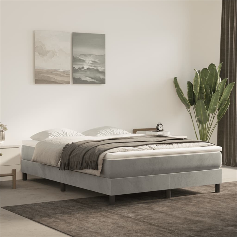 Bowery Hill Contemporary Engineered Wood Full Bed Frame in Light Gray
