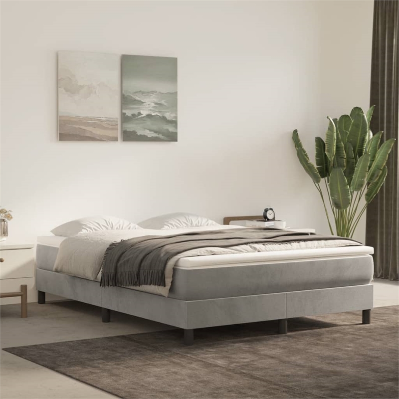 Bowery Hill Contemporary Queen Engineered Wood Bed Frame in Light Gray