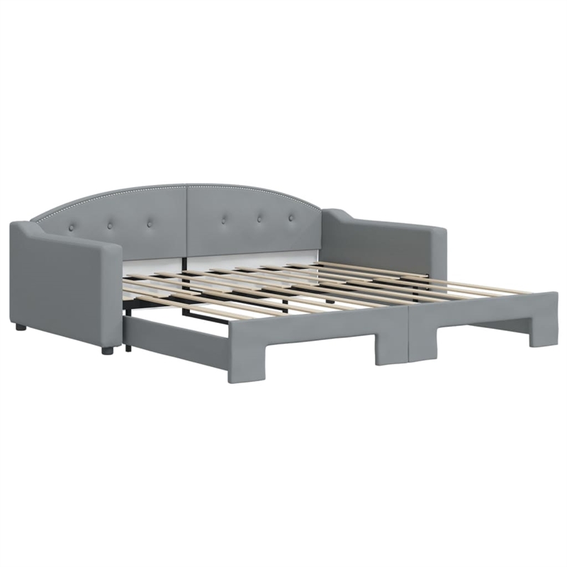 Bowery Hill Contemporary Polyester Daybed With Trundle in Light Grey