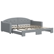 Bowery Hill Contemporary Polyester Daybed With Trundle in Light Grey
