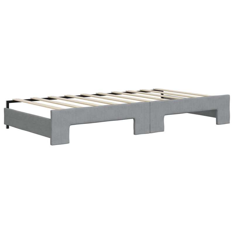 Bowery Hill Contemporary Polyester Daybed With Trundle in Light Grey