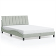 Bowery Hill Contemporary Velvet Full Bed Frame in Light Grey