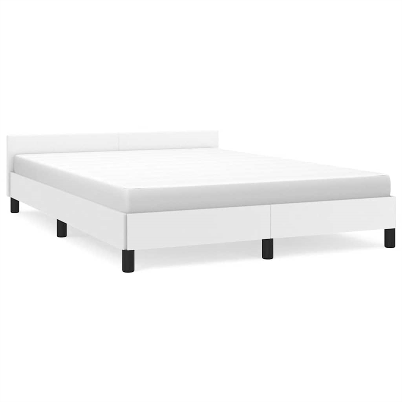Bowery Hill Faux Leather Full Bed Frame without Mattress in White