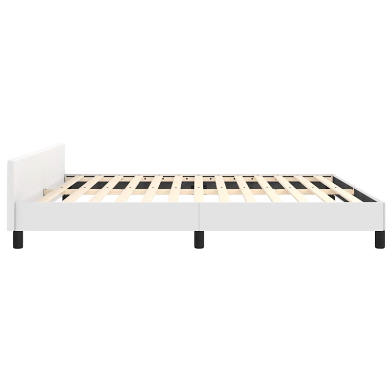 Bowery Hill Queen Faux Leather Engineered Wood Bed Frame with Headboard in White