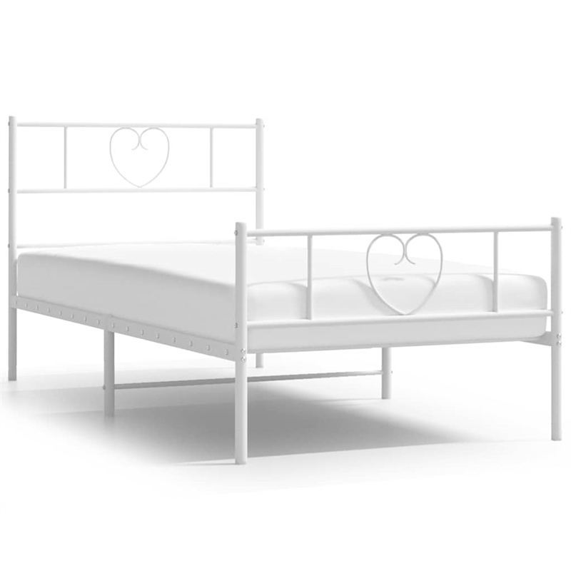 Bowery Hill Rectangular Powder-Coated Steel Twin Bed Frame in White