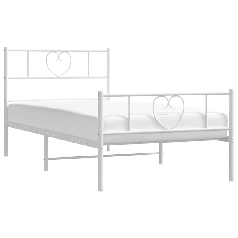 Bowery Hill Rectangular Powder-Coated Steel Twin Bed Frame in White