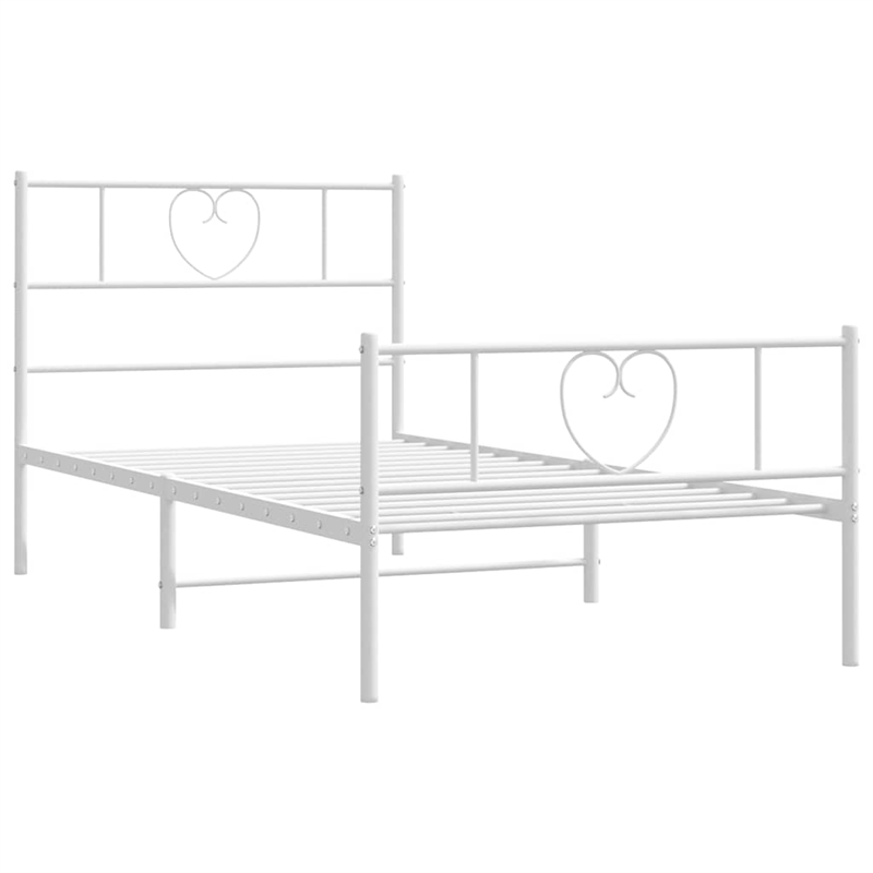 Bowery Hill Rectangular Powder-Coated Steel Twin Bed Frame in White