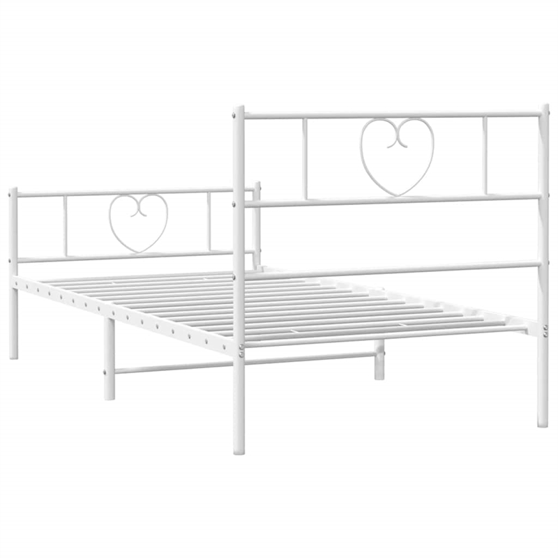 Bowery Hill Rectangular Powder-Coated Steel Twin Bed Frame in White