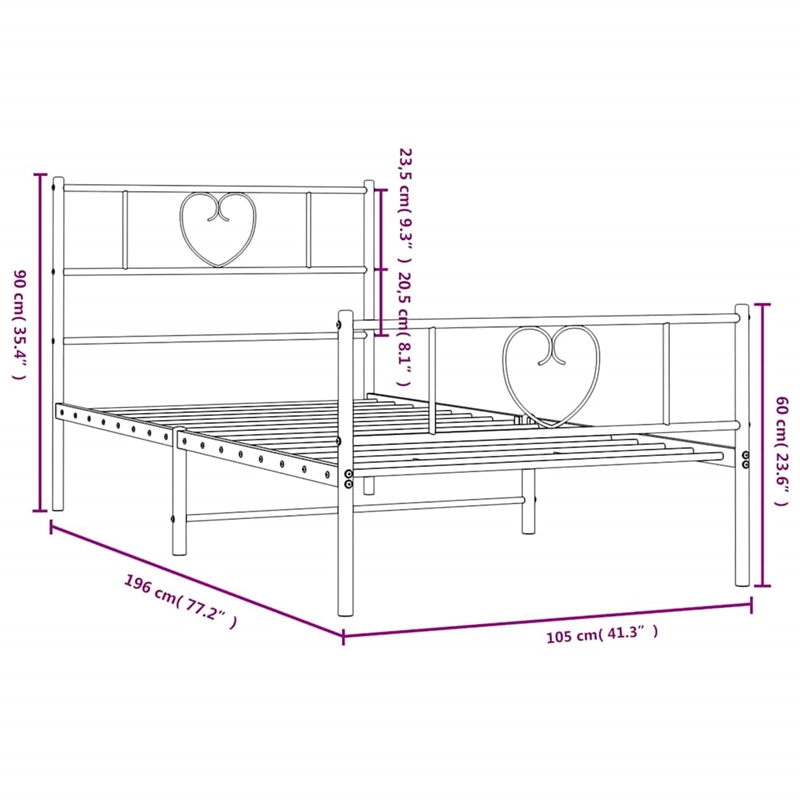 Bowery Hill Rectangular Powder-Coated Steel Twin Bed Frame in White