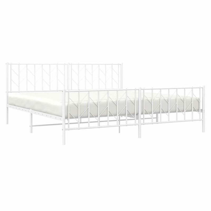 Bowery Hill Rectangular Powder-Coated Steel Full Bed Frame in White