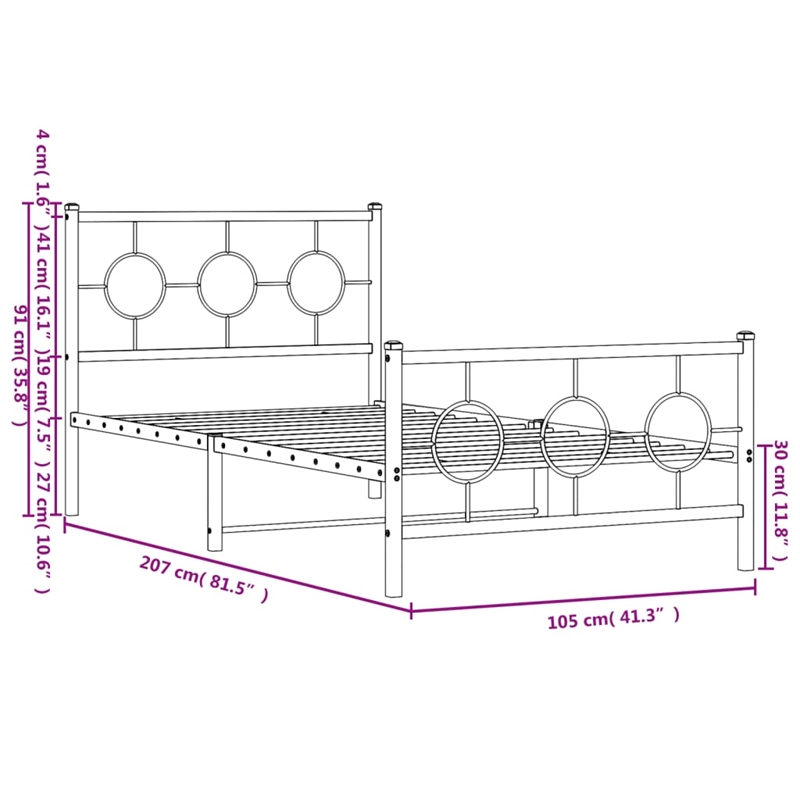 Bowery Hill Contemporary Rectangular Industrial Metal Bed Frame in Black