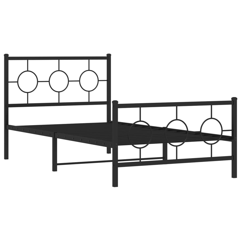 Bowery Hill Contemporary Rectangular Industrial Metal Bed Frame in Black