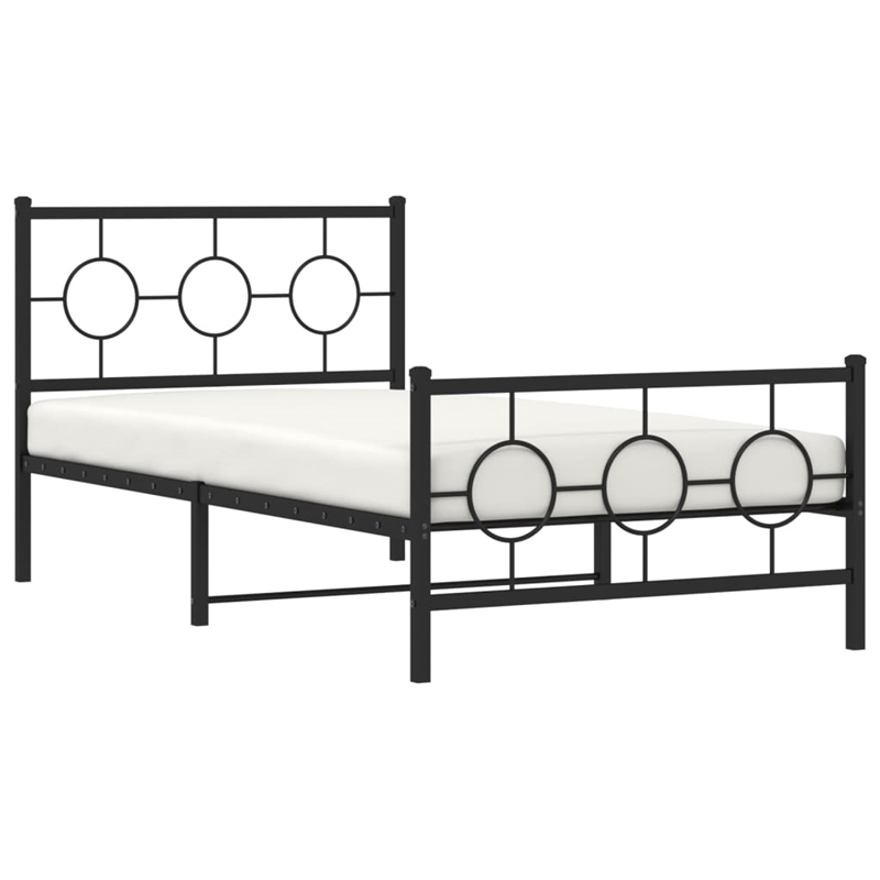 Bowery Hill Contemporary Rectangular Industrial Metal Bed Frame in Black