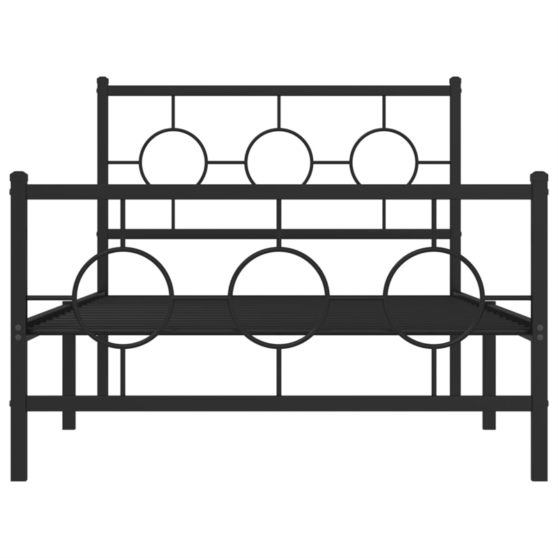 Bowery Hill Contemporary Rectangular Industrial Metal Bed Frame in Black