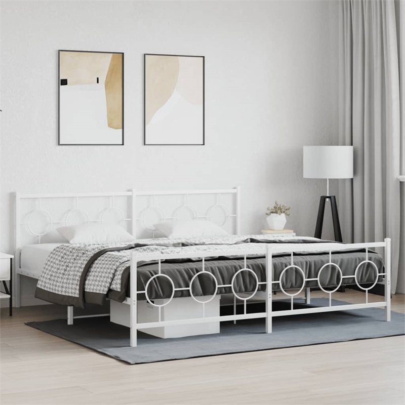 Bowery Hill Powder-Coated Steel Cal King/Double Bed Frame in Black