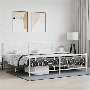 Bowery Hill Powder-Coated Steel Cal King/Double Bed Frame in Black