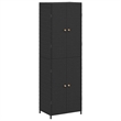 Bowery Hill Contemporary Rattan Garden Storage Cabinet in Black