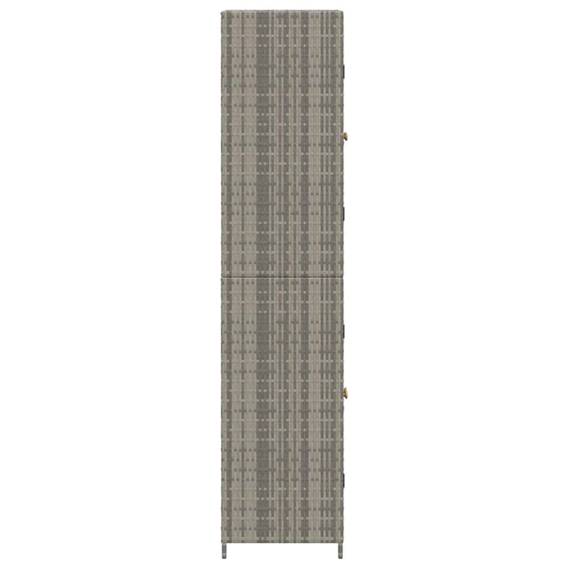 Bowery Hill Contemporary Rattan Garden Storage Cabinet in Gray
