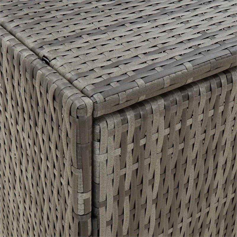 Bowery Hill Contemporary Rattan Garden Storage Cabinet in Gray