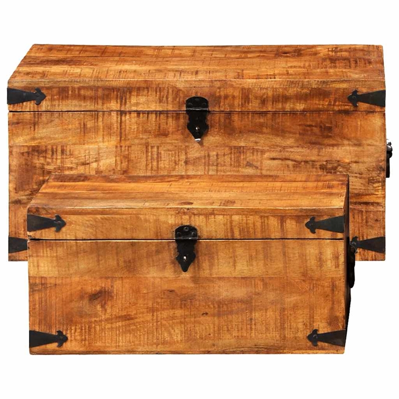 Bowery Hill Multiple Sizes Rough Mango Wood Storage Box in Brown
