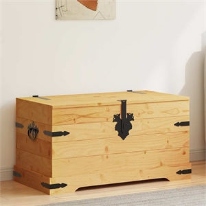 Bowery Hill Medium Solid Waxed Pinewood Storage Trunk in Brown