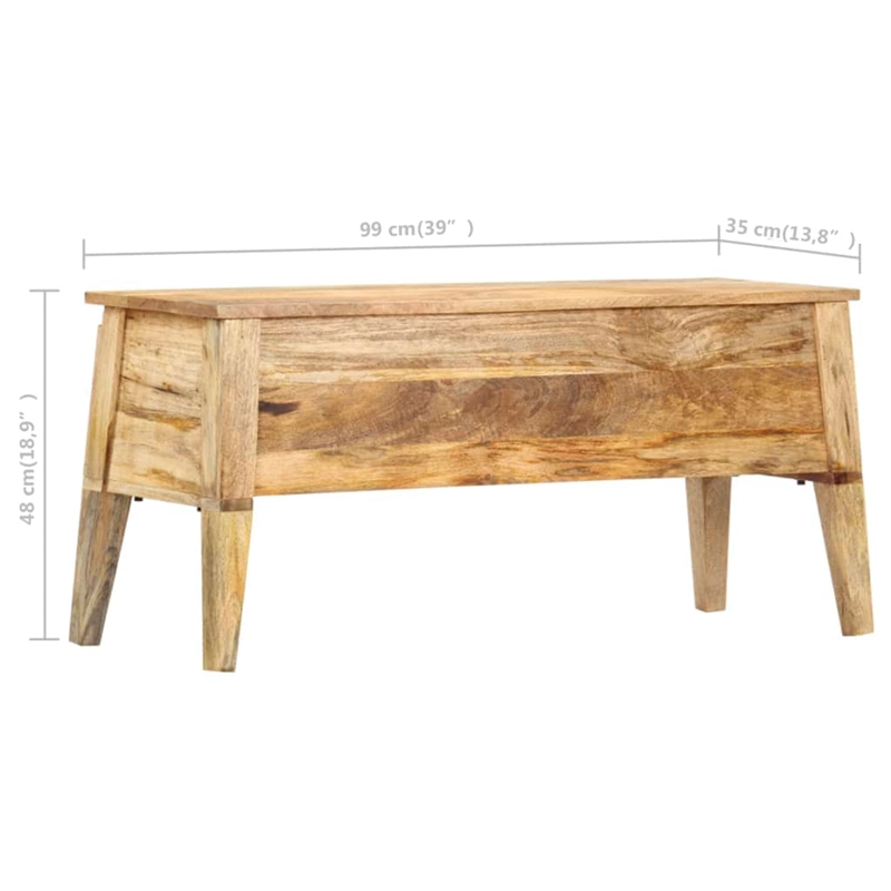 Bowery Hill Contemporary Medium Solid Mango Wood Storage Box in Natural