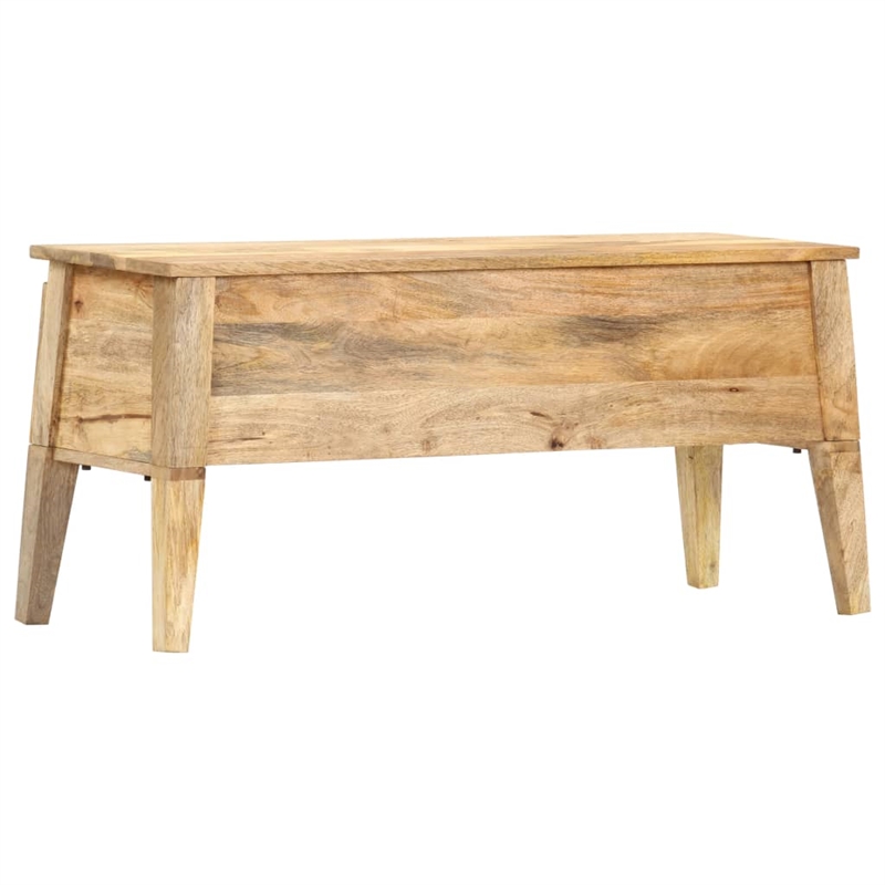 Bowery Hill Contemporary Medium Solid Mango Wood Storage Box in Natural