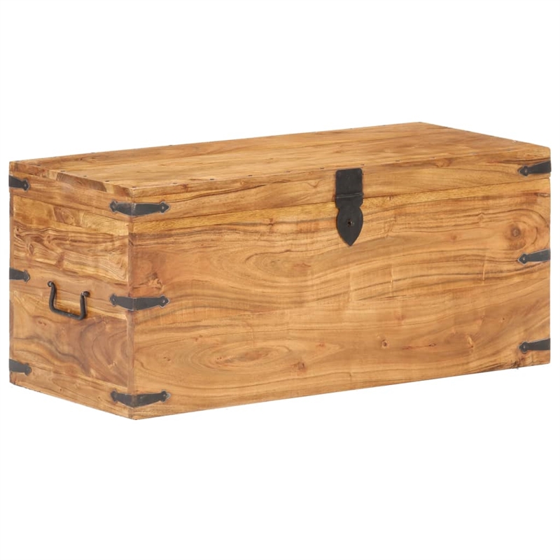 Bowery Hill Rectangular Solid Acacia Wood Storage Chest in Natural Finish