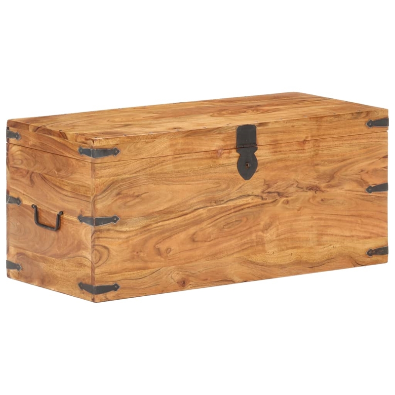 Bowery Hill Rectangular Solid Acacia Wood Storage Chest in Natural Finish