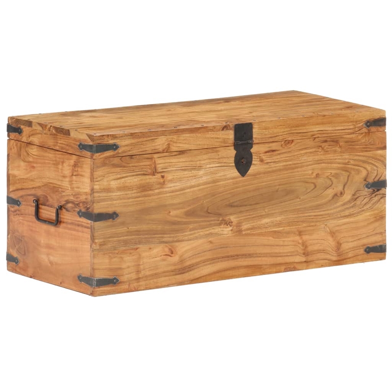 Bowery Hill Rectangular Solid Acacia Wood Storage Chest in Natural Finish