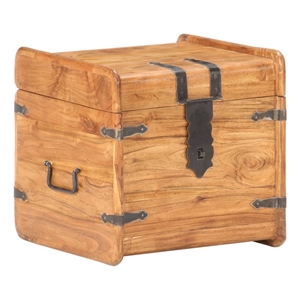 Bowery Hill Contemporary Square Solid Acacia Wood Chest in Brown