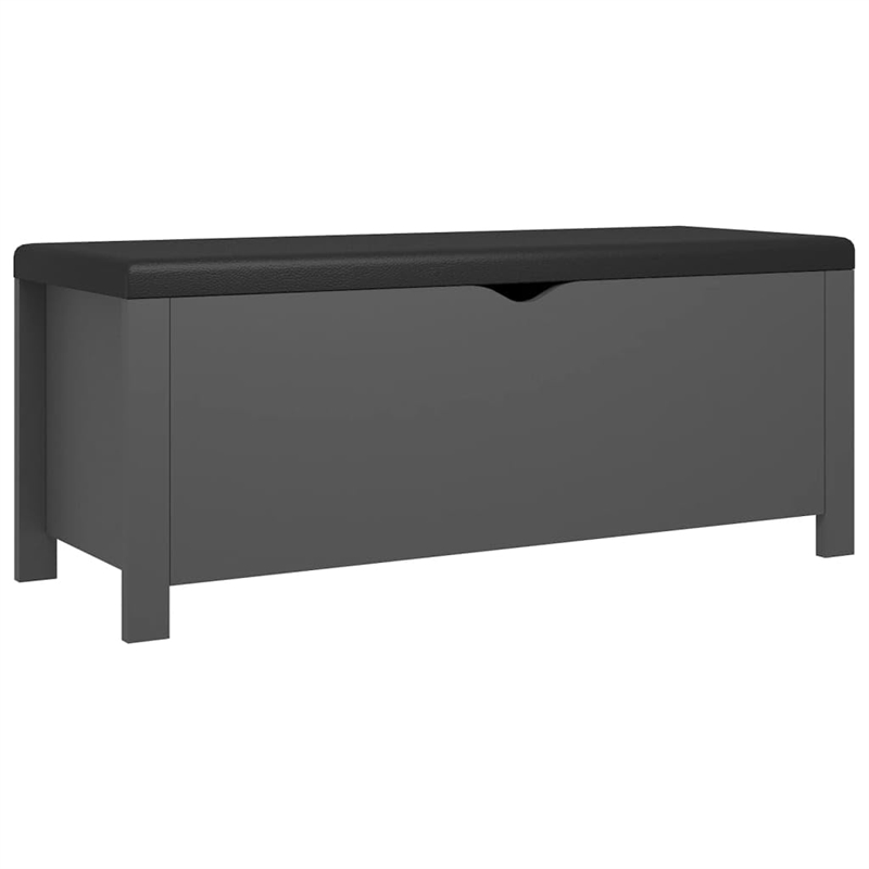 Bowery Hill Large Engineered Wood Storage Box with Faux Leather in Grey