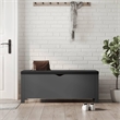 Bowery Hill Large Engineered Wood Storage Box with Faux Leather in Grey