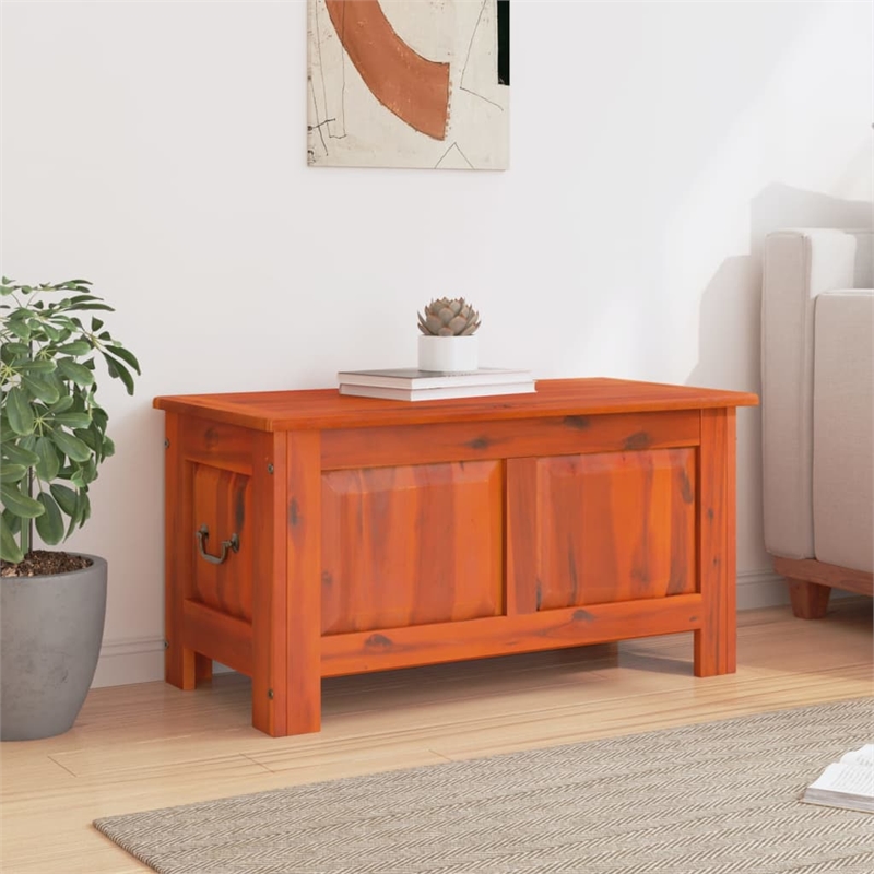 Bowery Hill Solid Acacia Wood and Engineered Wood Storage Chest in Brown