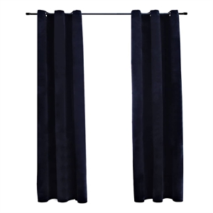 Bowery Hill 37&quotx63&quot Velvet Blackout Curtains with Rings 2 pcs in Black