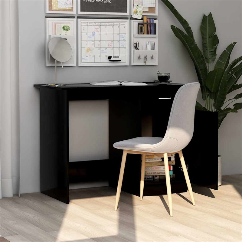 Bowery Hill Rectangular Engineered Wood Compact Desk in Black