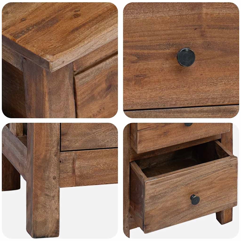 Bowery Hill Contemporary Solid Mahogany Wood Nightstand in Brown