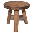 Bowery Hill Compact Round Solid Mahogany Wood Stool on Brown