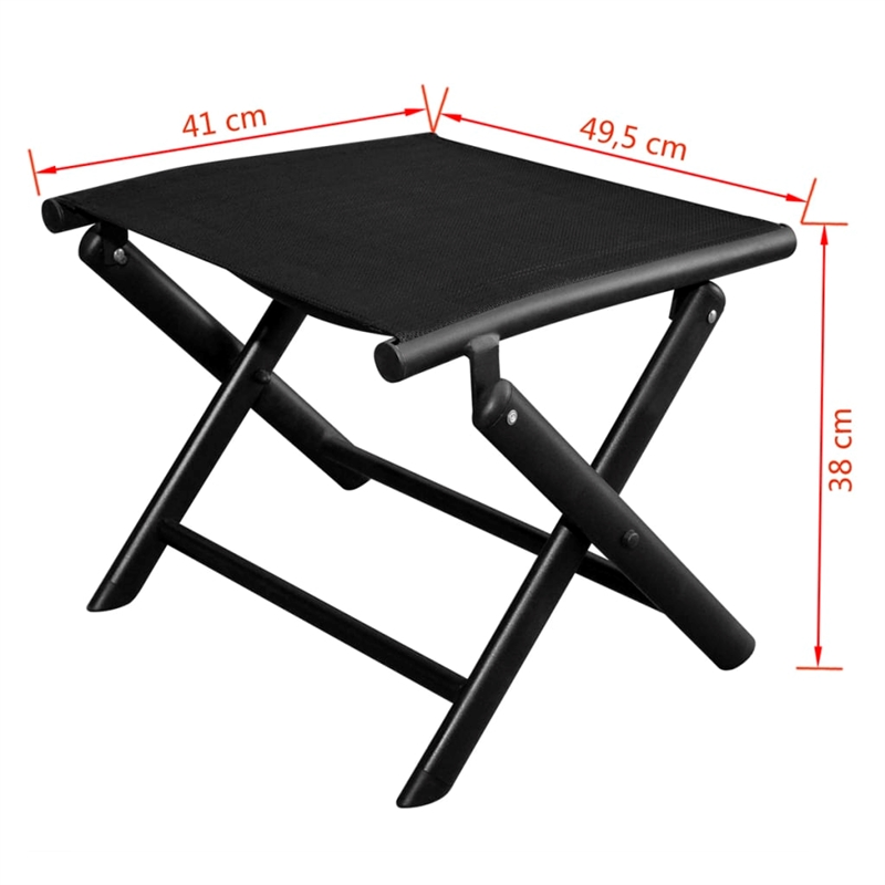 Bowery Hill Contemporary Aluminum Foldable Footrest in Black