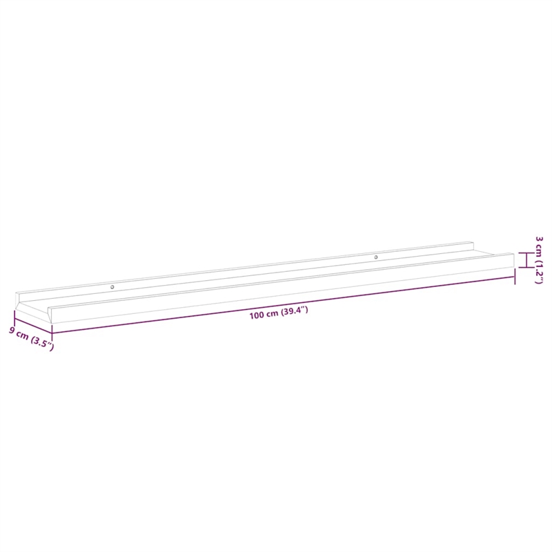 Bowery Hill MDF Medium Wall Shelf in High Gloss White (Set of 2)