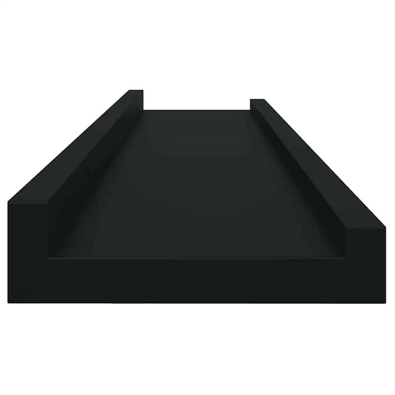 Bowery Hill MDF Medium Decorative Inlays Wall Shelf in Black (Set of 4)