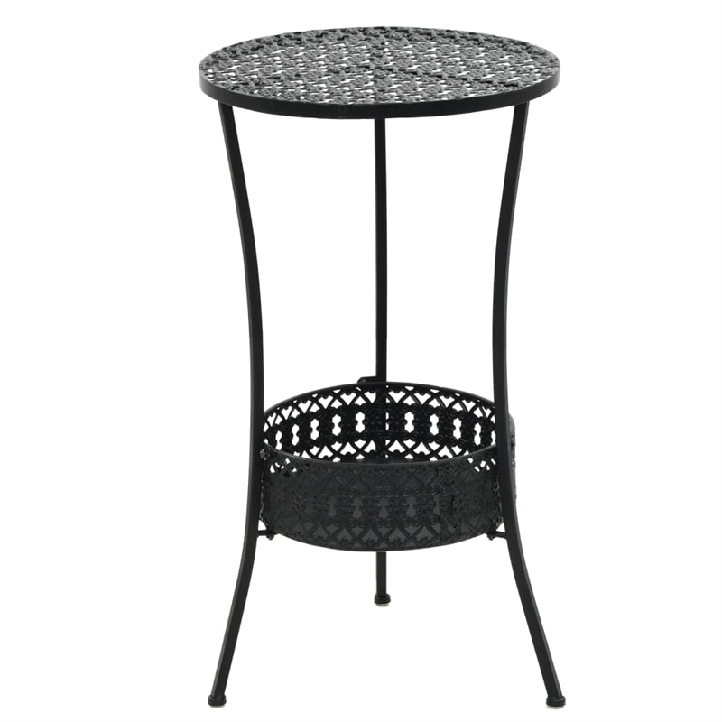 Bowery Hill Contemporary Vintage Small Round Bistro Table in Black Metal