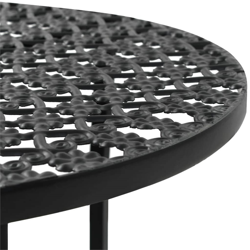 Bowery Hill Contemporary Vintage Small Round Bistro Table in Black Metal