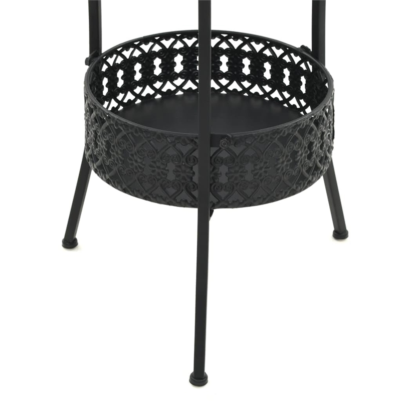 Bowery Hill Contemporary Vintage Small Round Bistro Table in Black Metal