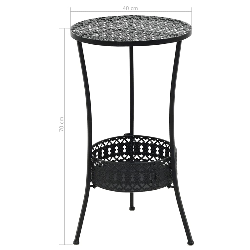Bowery Hill Contemporary Vintage Small Round Bistro Table in Black Metal