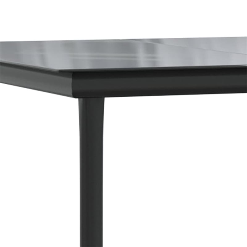Bowery Hill Powder-Coated Steel Large Durable Dining Table in Black