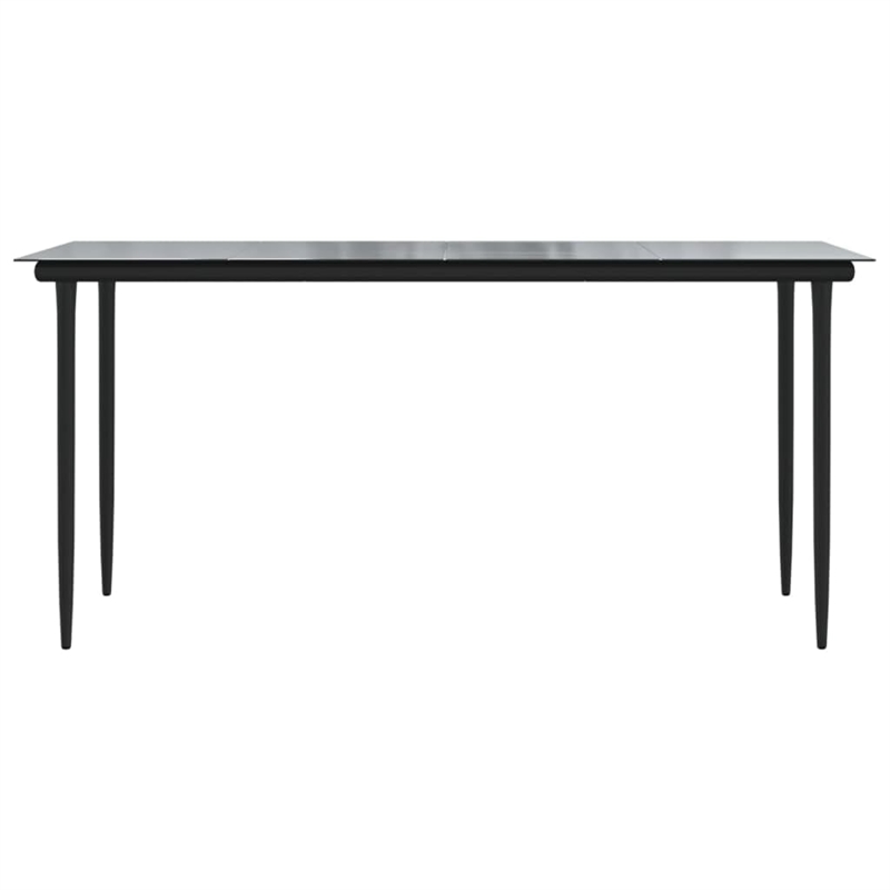 Bowery Hill Powder-Coated Steel Large Durable Dining Table in Black