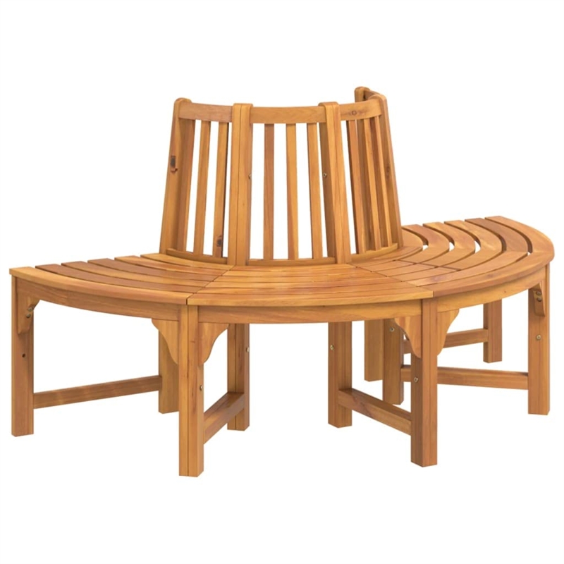 Bowery Hill Solid Eucalyptus Wood Tree Bench in Reddish Brown with an Oil Finish